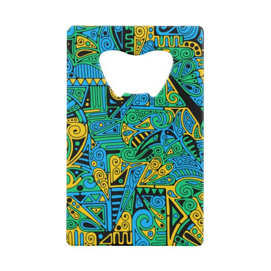 Hand- en digitaal gekleurde patroonkunst 21 kredietkaart flessenopener (Voorkant)