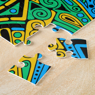 Hand- en digitaal gekleurde patroonkunst 21 legpuzzel