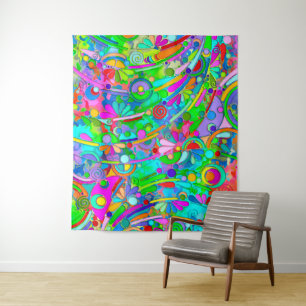 Hand- en digitaal geverfde Patroonkunst 18 Wandkleed