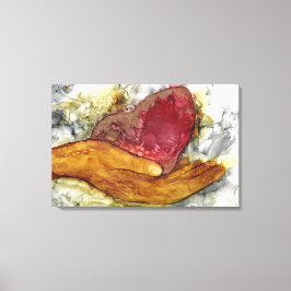 Hand en hart met liefde omhuld canvas afdruk