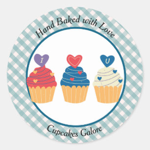 Hand gebakken met liefde Cupcakes Galore Ronde Sticker