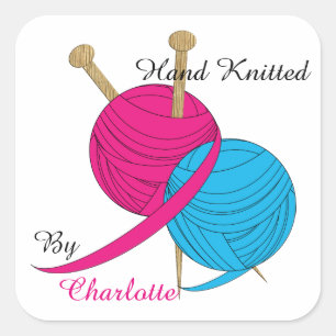 Hand gebreid gepersonaliseerd vierkante sticker