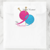 Hand gebreid gepersonaliseerd vierkante sticker (Tas)