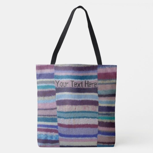  hand gebreide kleurrijke strepen tote bag (Voorkant)