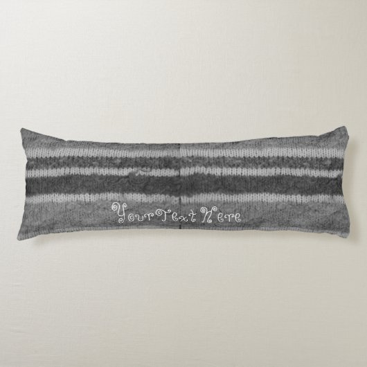 Hand gebreide zwart-witte strepen lichaamskussen (Voorkant)