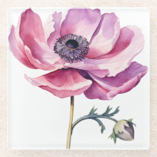 Hand geïllustreerd Pink Peony Glazen Onderzetter