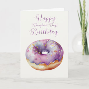 Hand Geïllustreerde Doughnut Happy Birthday Kaart