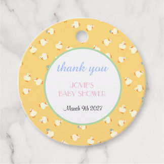Hand geïllustreerde eenden kindergeel baby shower bedankjes labels