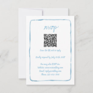 Hand Geïllustreerde Eenvoudige Lijst Lichtblauwe Q RSVP Kaartje