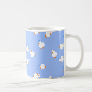 Hand geïllustreerde leuke eenden blauwe koffiemok