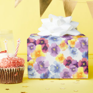 Hand-geïllustreerde Pansy Wildflowers Kleurrijke b Cadeaupapier