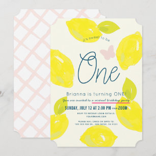 Hand gekleurd Lemon Girl roze Virtuele eerste verj Kaart