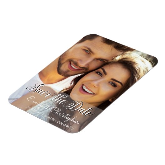 Hand Geletterd Script Wedding Save the Date Magnet Magneet (Linkerzijde)