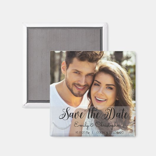 Hand Geletterd Script Wedding Save the Date Magnet Magneet (Voorkant / Achterkant)