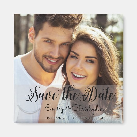 Hand Geletterd Script Wedding Save the Date Magnet Magneet (Voorkant)