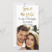 Hand Geletterde Gold Script Wedding Save the Date (Voorkant)