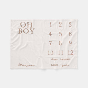 Hand geletterde Minimal Brown Maandelijkse Baby Mi Fleece Deken
