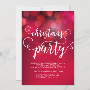 Hand Geletterde Rode Bokeh Lights Kerstfeest Kaart