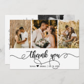 Hand geletterde script bruiloft foto collage bedankkaart (Voorkant / Achterkant)