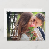 Hand geletterde typografie Foto Sla de datum op Aankondigingskaart (Voorkant / Achterkant)