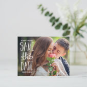 Hand geletterde typografie Foto Sla de datum op Aankondigingskaart (Staand voorkant)