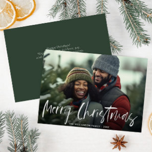 Hand geletterde witte geletterde kerstkaart