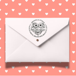 Hand gemaakt met Liefde Bloem Hart Thema Zelfinktende Stempel