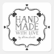 Hand gemaakt met liefde stickers met harten