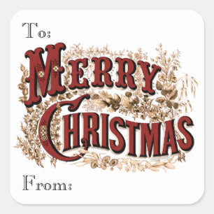  hand gemerkt "Merry Christmas" cadeau Vierkante Sticker