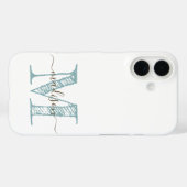 Hand geschetst monogram blauw groen Case-Mate iPhone case (Achterkant (horizontaal))