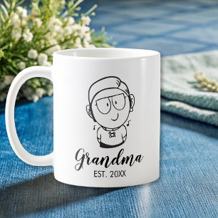 Hand geschetst oma koffiemok