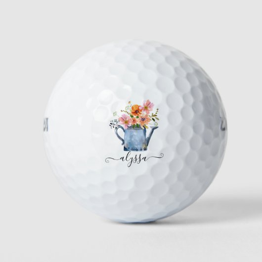 Hand-geschilde Waterverf Floral Golfballen (Voorkant)