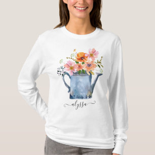 Hand-geschilde Waterverf Floral T-shirt