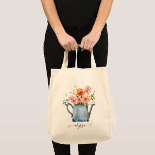 Hand-geschilde Waterverf Floral Tote Bag