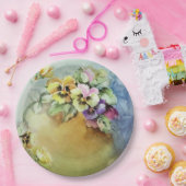 Hand geschilderd Antiek stijl Pansy Verjaardagsbru Papieren Bordje (Feest)