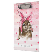 Hand geschilderd Bunny roze Monogram Klembord (Links)