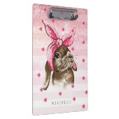 Hand geschilderd Bunny roze Monogram Klembord (Rechts)