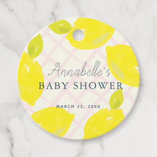 Hand geschilderd citroen roze Baby shower dank u Bedankjes Labels (Voorkant)