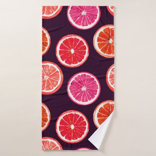 Hand geschilderd Citrus donker patroon Badhanddoek (Badhanddoek)
