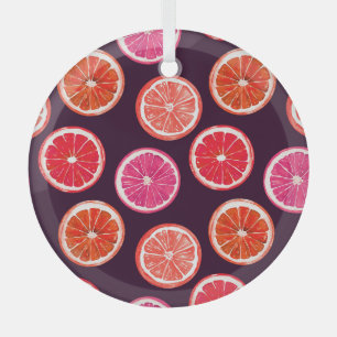 Hand geschilderd Citrus donker patroon Glas Ornament