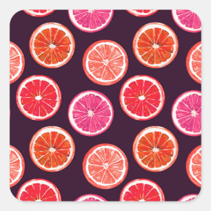 Hand geschilderd Citrus donker patroon Vierkante Sticker