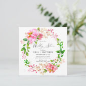 Hand geschilderd Floral | Roze krans bruiloft douc Kaart (Staand voorkant)