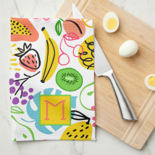 Hand geschilderd fruitpatroon theedoek