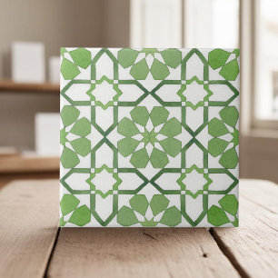 Hand geschilderd geometrisch groen Marokkaanse etn Tegeltje