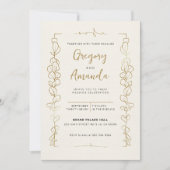 Hand geschilderd gouden bladeren Lijst bruiloft Kaart (Voorkant)
