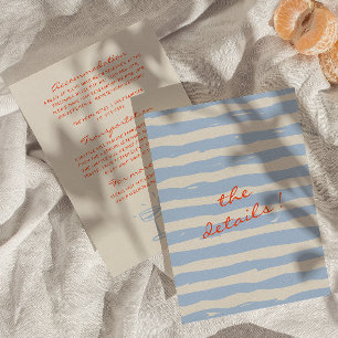 Hand geschilderd grillige bruiloft details informatiekaartje