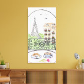 Hand geschilderd grillige Parijs Eiffeltoren RECHT Canvas Afdruk (Insitu (Woonkamer))