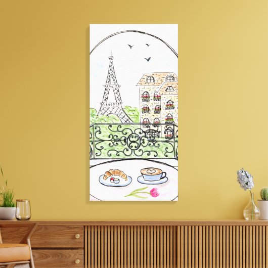 Hand geschilderd grillige Parijs Eiffeltoren RECHT Canvas Afdruk (Insitu (Woonkamer))