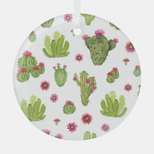 Hand geschilderd groen cactus patroon glas ornament