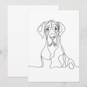 Hand geschilderd Grote Deen Line Art Kaart (Voorkant / Achterkant)